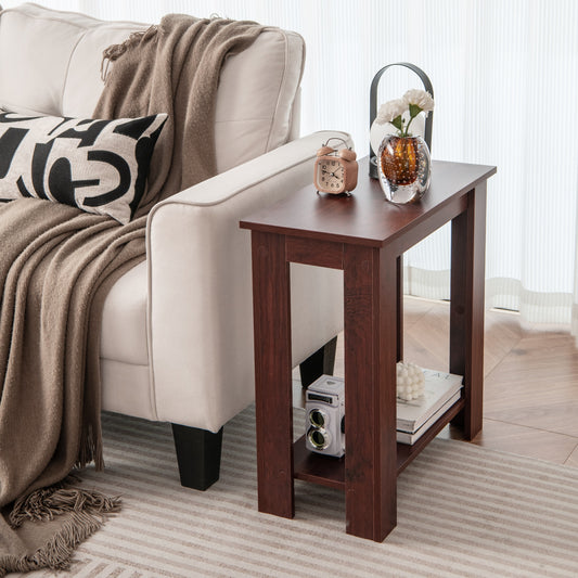 2-Tier Compact End Table With Storage Shelf, Brown End & Side Tables Brown at Gallery Canada