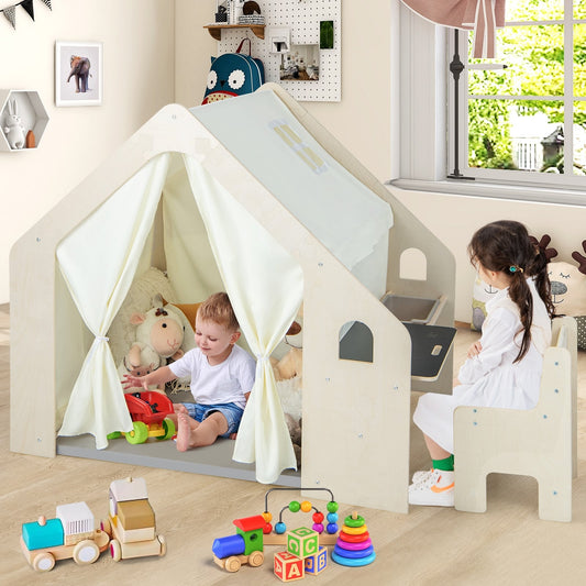 Montessori Playhouse With Storage, Floor Mat, 2-6 Years, Beige Play Tents & Playhouse Beige at Gallery Canada