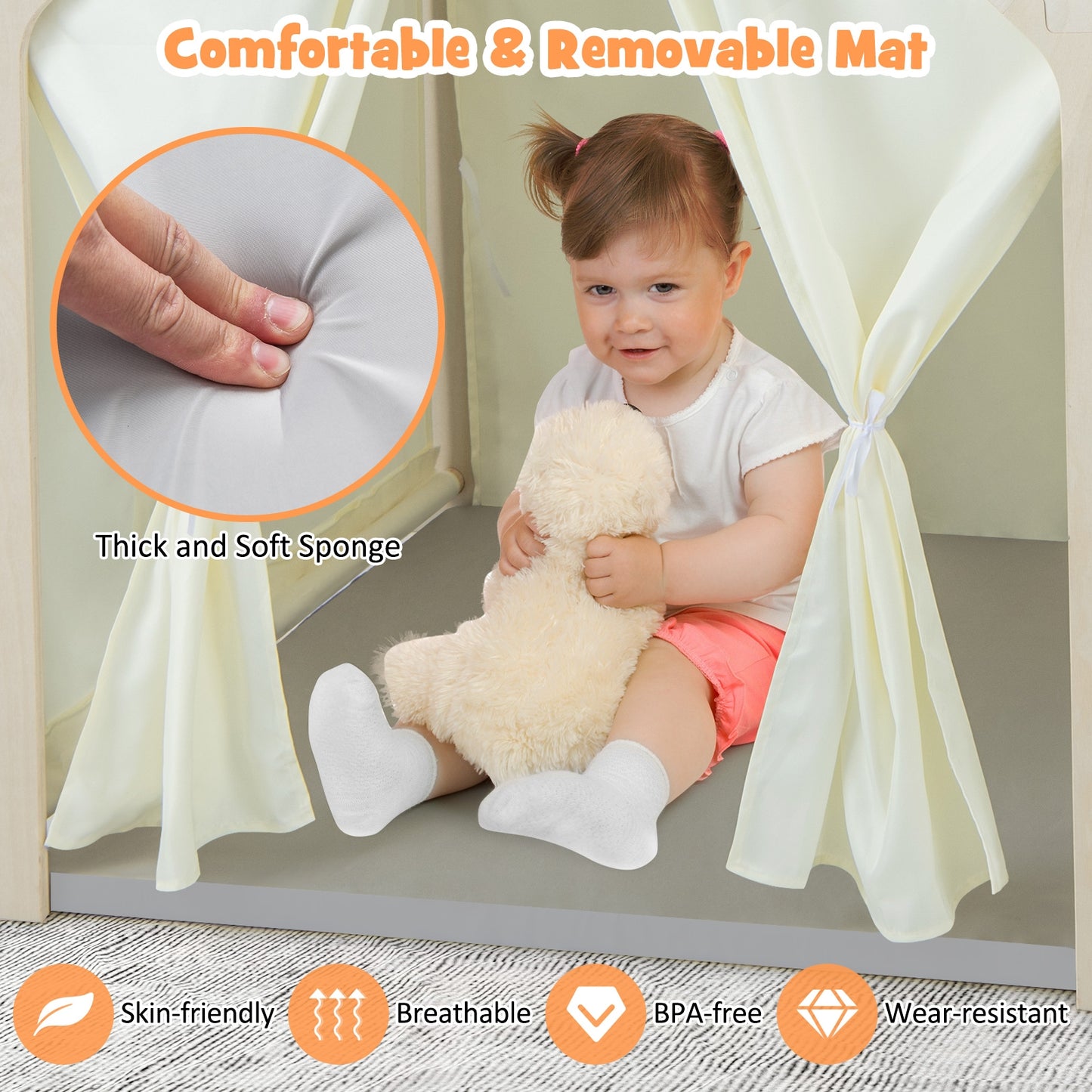 Montessori Playhouse With Storage, Floor Mat, 2-6 Years, Beige Play Tents & Playhouse at Gallery Canada