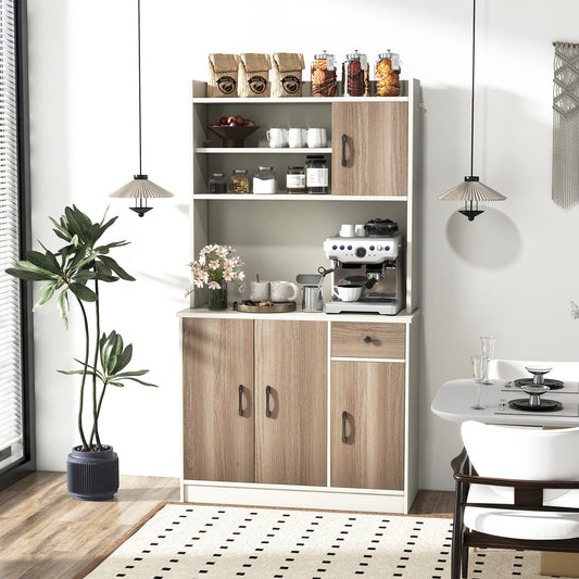 71 Inch Kitchen Pantry Storage Cabinet, Built-In Charge Station, White Sideboards Cabinets & Buffets White at Gallery Canada