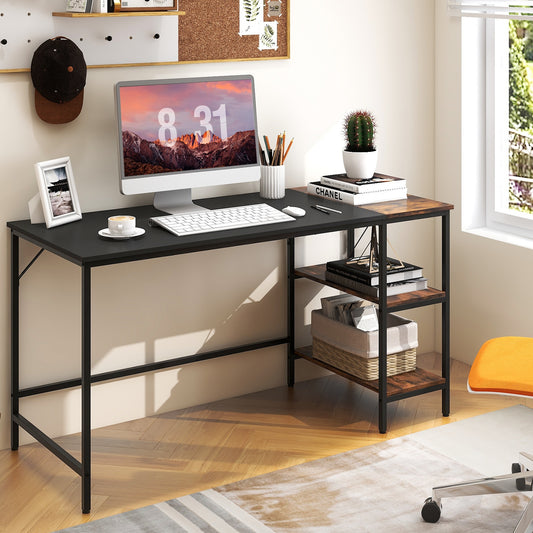 55 Inch Modern Computer Writing Desk with 2 Storage Shelves, Black Office Desks Black at Gallery Canada