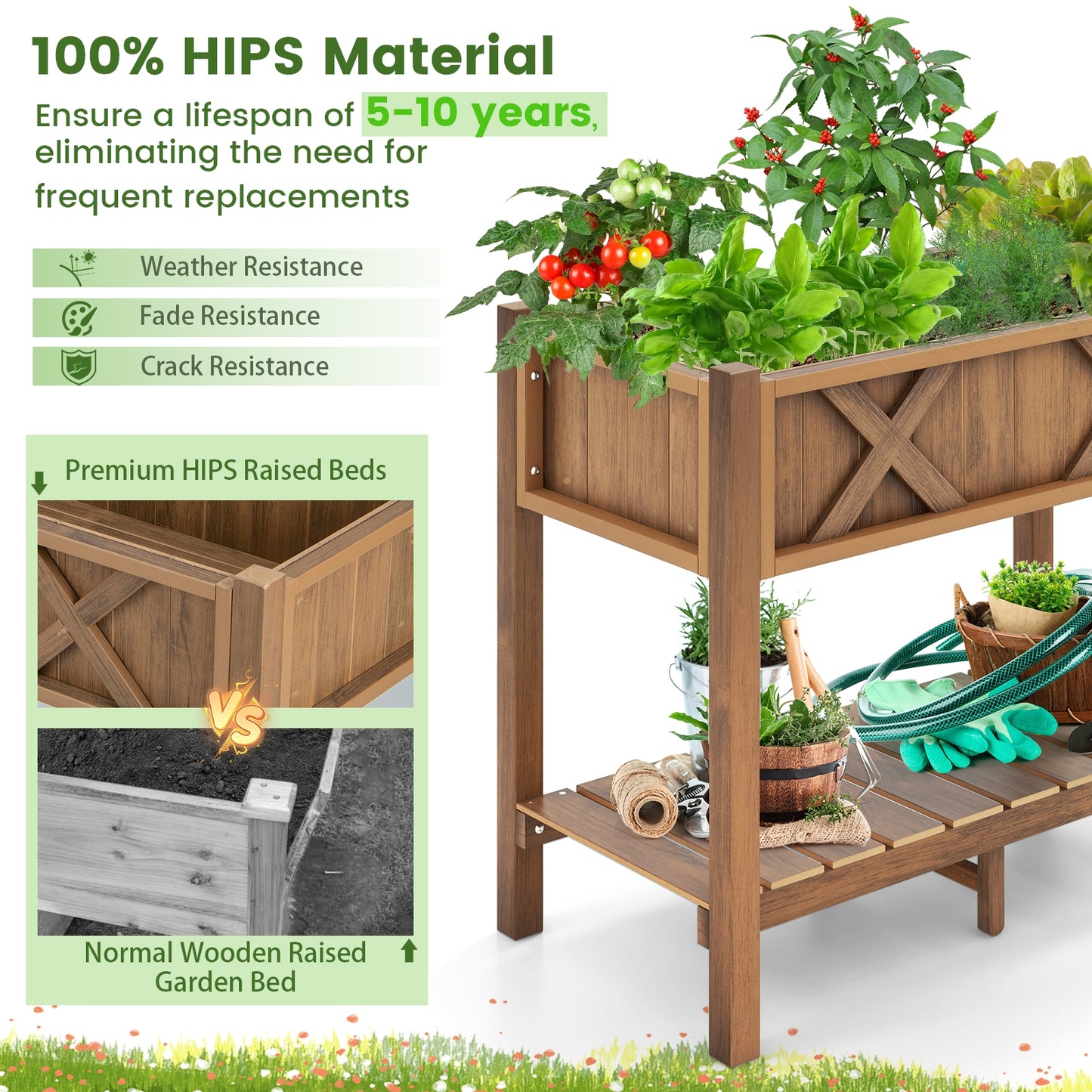 HIPS Raised Garden Bed Poly Wood Elevated Planter Box, Coffee Raised Garden Beds at Gallery Canada