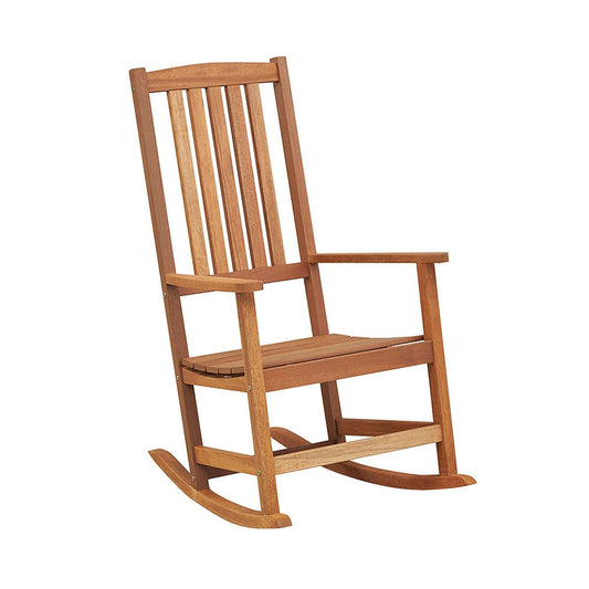Patio Rocking Chair Ergonomic High-Back Outdoor Rocker with Smooth Rocking Base, Natural