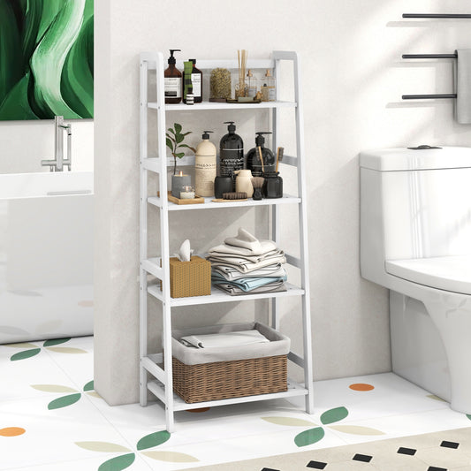 47.5 Inch 4-Tier Multifunctional Bamboo Bookcase Storage Stand Rack, White Bookcases White at Gallery Canada