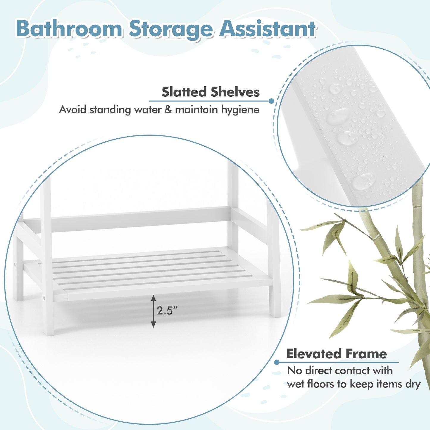 47.5 Inch 4-Tier Multifunctional Bamboo Bookcase Storage Stand Rack, White Bookcases at Gallery Canada