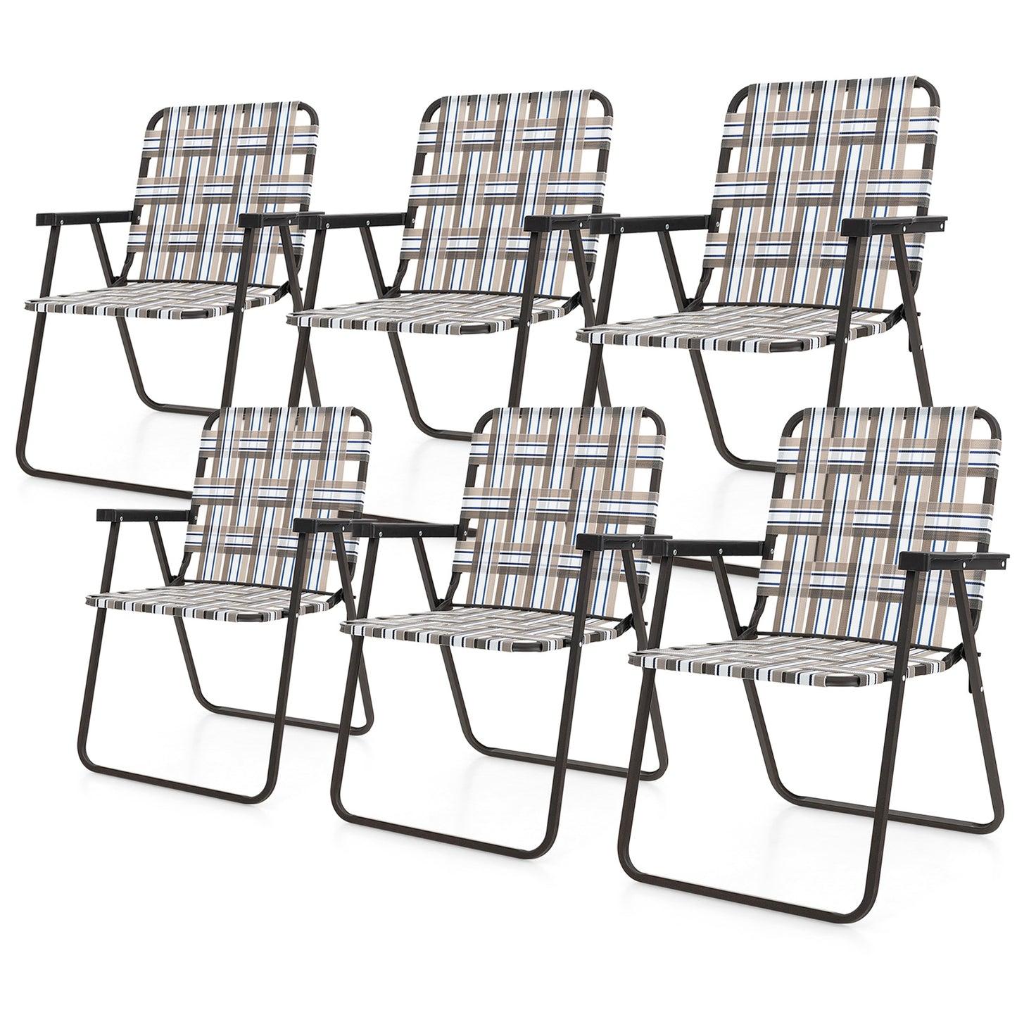 6 Pieces Folding Beach Chair, Camping Lawn Webbing, Brown Beach & Lawn Chairs at Gallery Canada