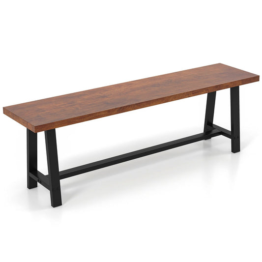 60 Inch Dining Bench 3 Person Entryway Shoe Bench with Metal Frame-60 inches, Walnut