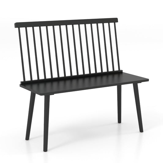 Entryway Bench for 2 with Spindle Back for Kitchen Dining Room Hallway, Black