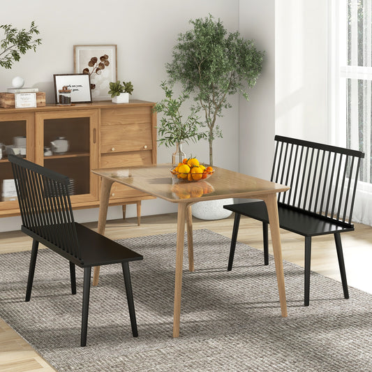 Dining Windsor Bench with Spindle Back and Anti-Slip Foot Pads, Black Dining Chairs Black at Gallery Canada