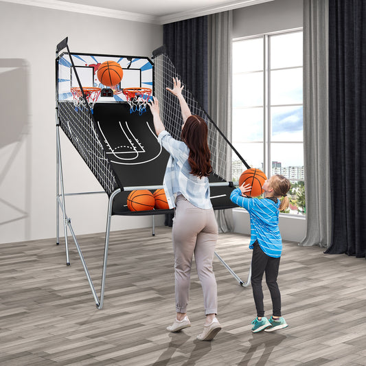 Indoor Double Electronic Basketball Game, 4 Balls, White Game Room White at Gallery Canada
