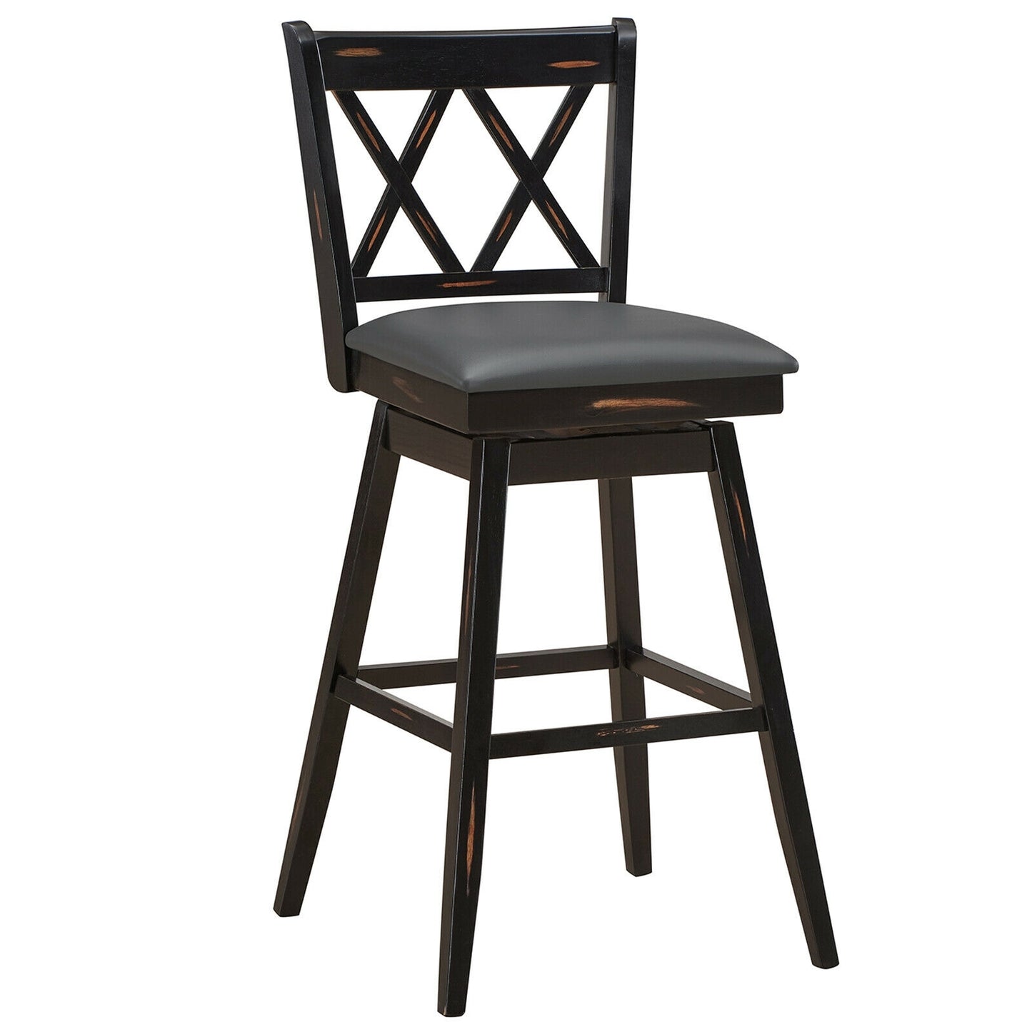 2-Piece 29 Inch Swivel Barstool Set, Rubber Wood Legs, Black Bar Stools at Gallery Canada