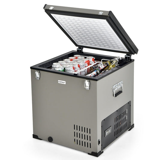 68 Quart Portable Car Refrigerator with DC and AC Adapter, Gray