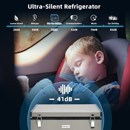 68 Quart Portable Car Refrigerator with DC and AC Adapter, Gray