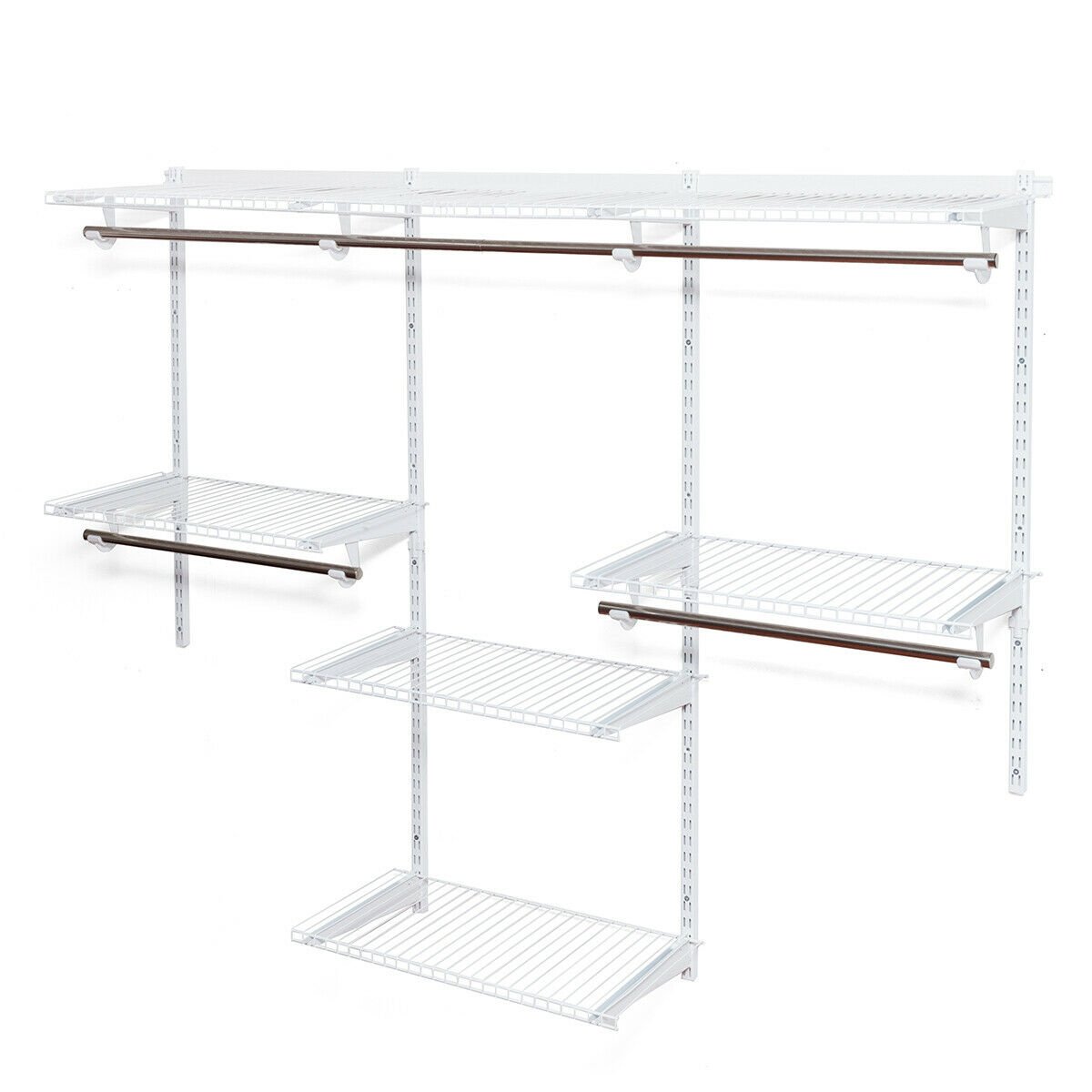 Adjustable Wall Mounted Closet Rack System with Shelf, White at Gallery Canada