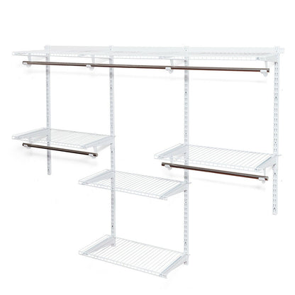 Adjustable Wall Mounted Closet Rack System with Shelf, White