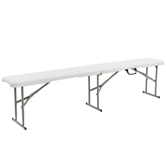 6 Feet Portable Picnic Folding Bench 550 lbs Limited with Carrying Handle, White