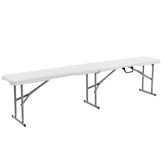 6 Feet Portable Folding Bench, 550 lbs, White