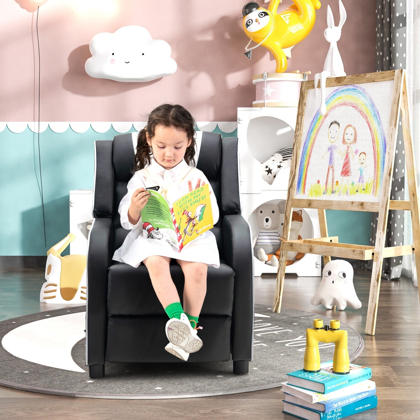 Kids Recliner Chair with Side Pockets and Footrest, White Kids Chairs & Seating at Gallery Canada