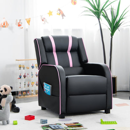Kids Recliner Chair with Side Pockets and Footrest, Pink at Gallery Canada