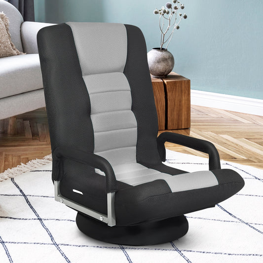 360-Degree Swivel Gaming Floor Chair, Foldable Adjustable Backrest, Gray Floor Chairs Gray at Gallery Canada