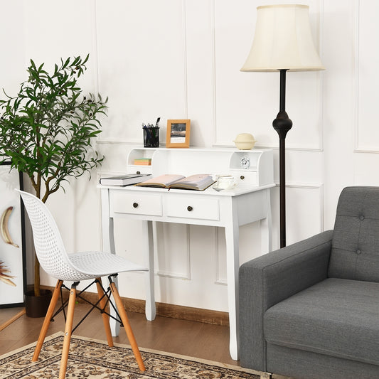 Writing Desk, 2-Tier Vanity Computer Desk, 4 Drawers, White Writing Desks White at Gallery Canada