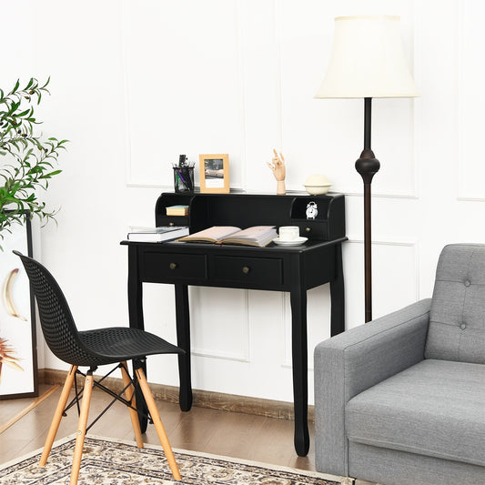 2-Tier Writing Desk, 4 Drawers, Black Writing Desks Black at Gallery Canada