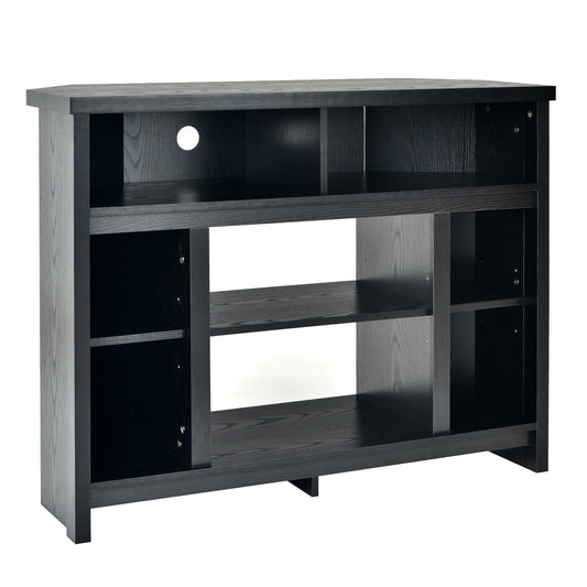 Modern Corner TV Stand with Adjustable Shelves for TVs up to 48 Inch, Black at Gallery Canada