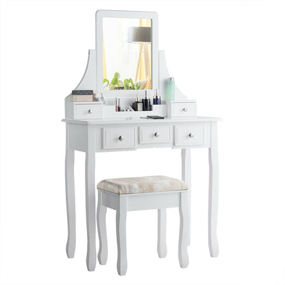 5 Drawers Removable Box Makeup Dressing Vanity Set, White at Gallery Canada