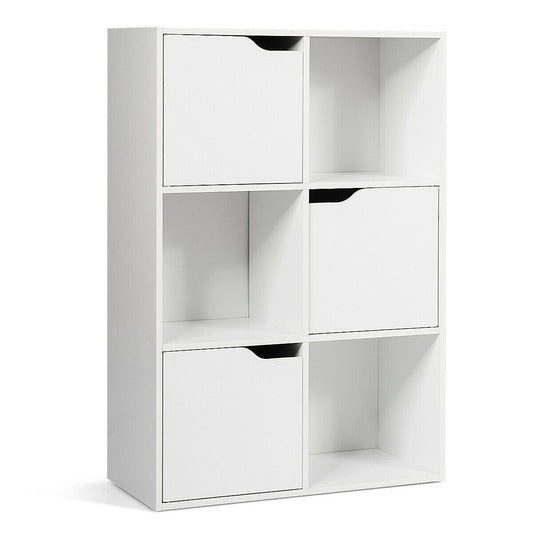 6 Cubes Wood Storage Shelves Organization, White