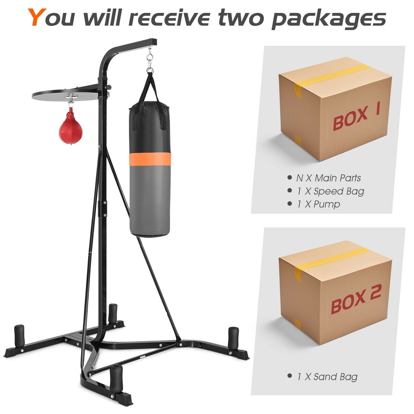 Heavy Duty Boxing Punching Stand With Heavy Bag, Gray Boxing & Martial Arts at Gallery Canada