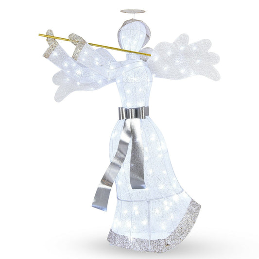 Pre-Lit Angel Christmas Decoration with 100 LED Lights, White