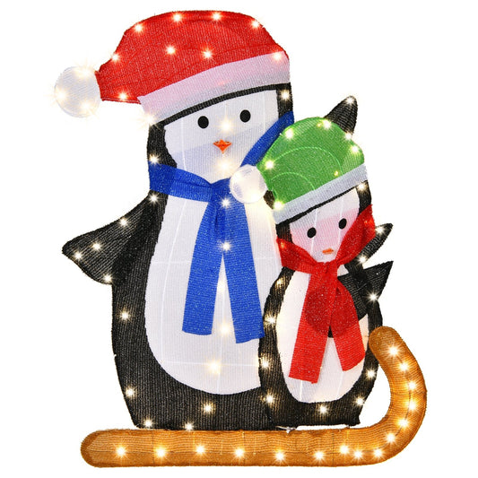 Lighted Standing Penguins Christmas Decoration, Multicolor