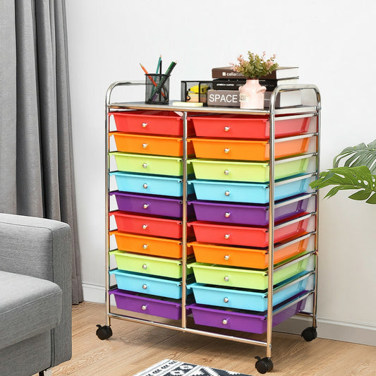 20 Drawers Storage Rolling Cart Studio Organizer, Multicolor File Cabinets White, Multicolor, Clear, Black, Yellow at Gallery Canada