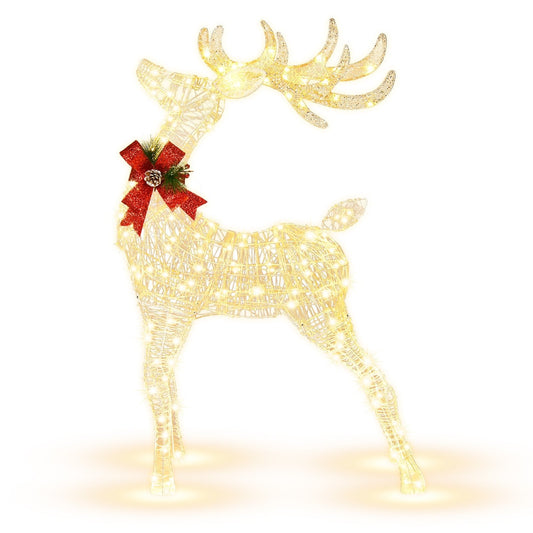 Lighted Standing Reindeer with Stakes for Christmas Decoration, White