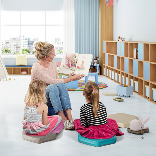 6 Piece Hexagon Toddler Floor Cushions, Blue Kids Chairs & Seating Blue at Gallery Canada
