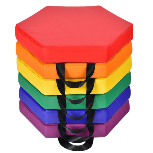 6 Pieces Multifunctional Hexagon Toddler Floor Cushions Classroom Seating with Handles, Multicolor at Gallery Canada