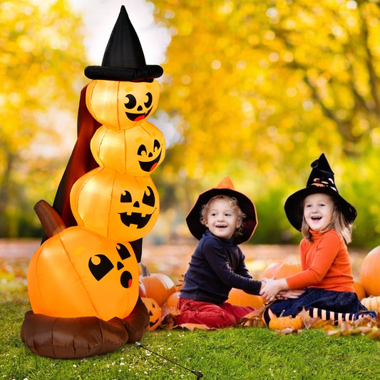 7 Feet Halloween Inflatable Pumpkin, Witch's Hat, LED Lights, Orange Halloween Orange at Gallery Canada