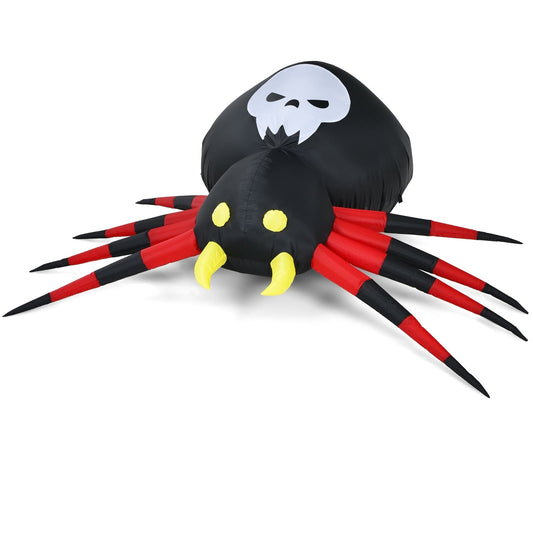 6.5 Feet Inflatable Halloween Spider with Rotatable LED Light, Black