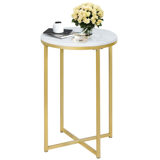X-Shaped Marble Top Small Round Side Table End Table at Gallery Canada