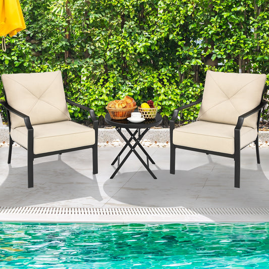 Patio Dining Set, 2 Pieces, Steel Frame, Padded Cushions Armrest, Beige Patio Dining Chairs Beige at Gallery Canada