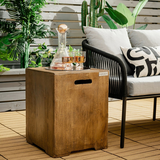 16 Inch Outdoor Hideaway Table Cover for Standard 20 LBS Propane Tank-B, Rustic Brown Patio Tables Rustic Brown at Gallery Canada