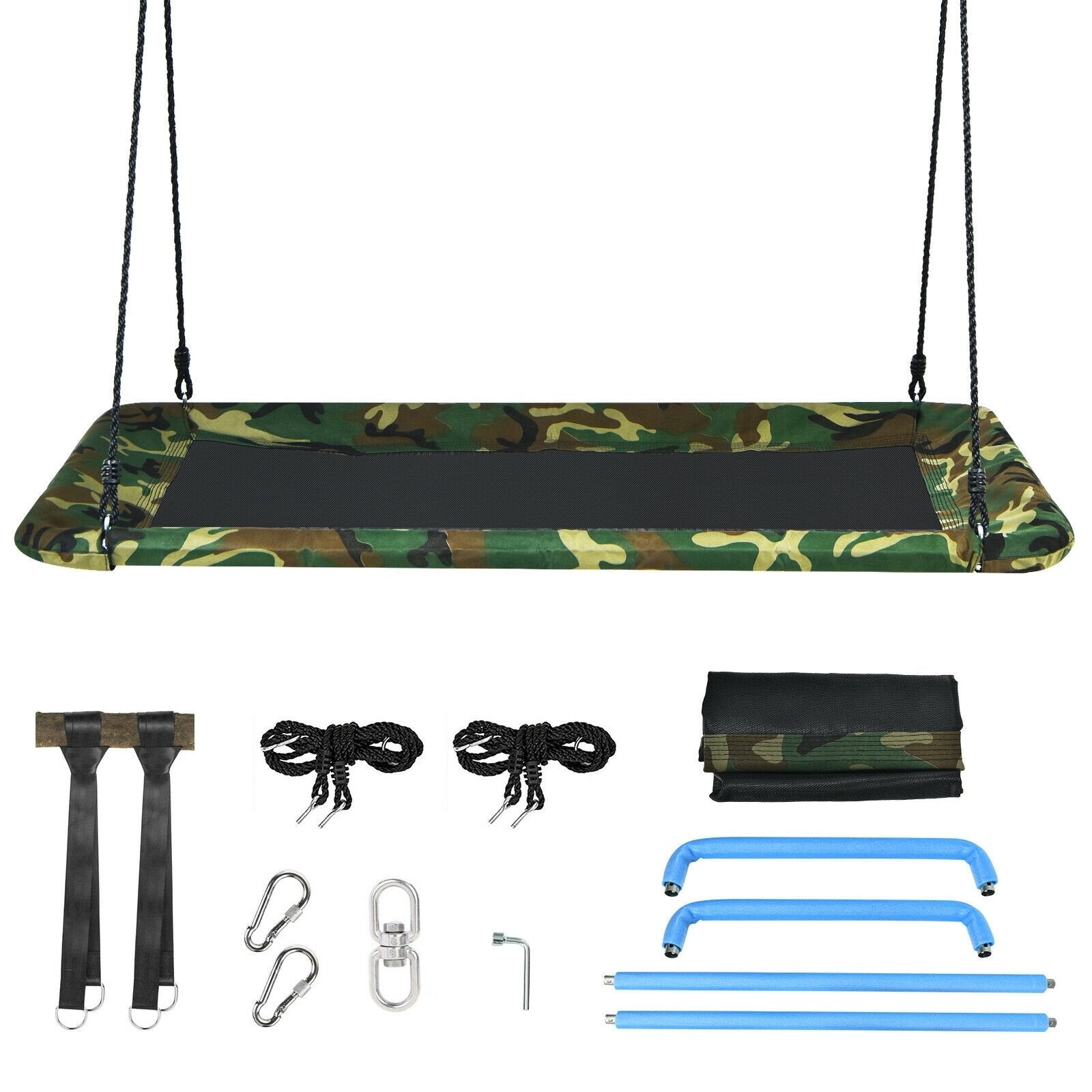 60 Inches Platform Tree Swing Outdoor with  2 Hanging Straps, Camouflage at Gallery Canada