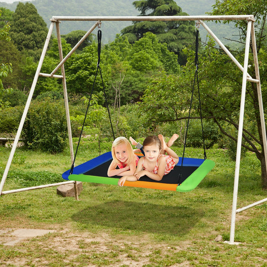 60 Inch Platform Tree Swing, Outdoor With 2 Hanging Straps, Orange