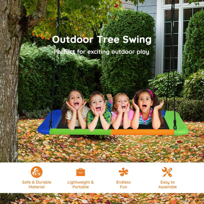 60 Inch Platform Tree Swing Outdoor with 2 Hanging Straps-Blue & Orange, Orange at Gallery Canada
