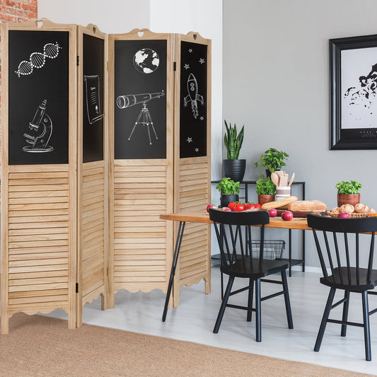 4-Panel Folding Privacy Room Divider Screen with Chalkboard , Natural Room Dividers Natural at Gallery Canada