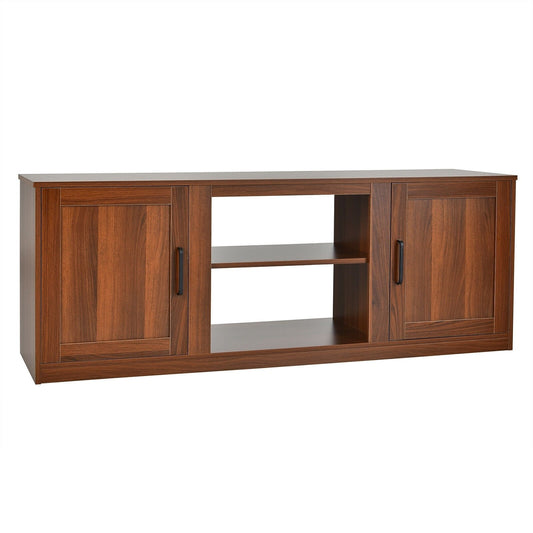 58 Inch TV Stand with 1500W Faux Fireplace for TVs up to 65 Inch, Walnut