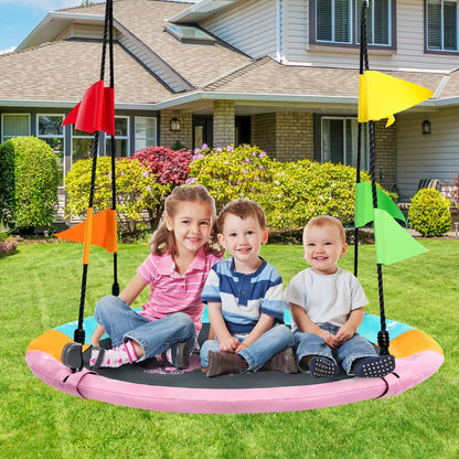 40 Inch Flying Saucer Tree Swing with Hanging Straps Monkey, Pink at Gallery Canada