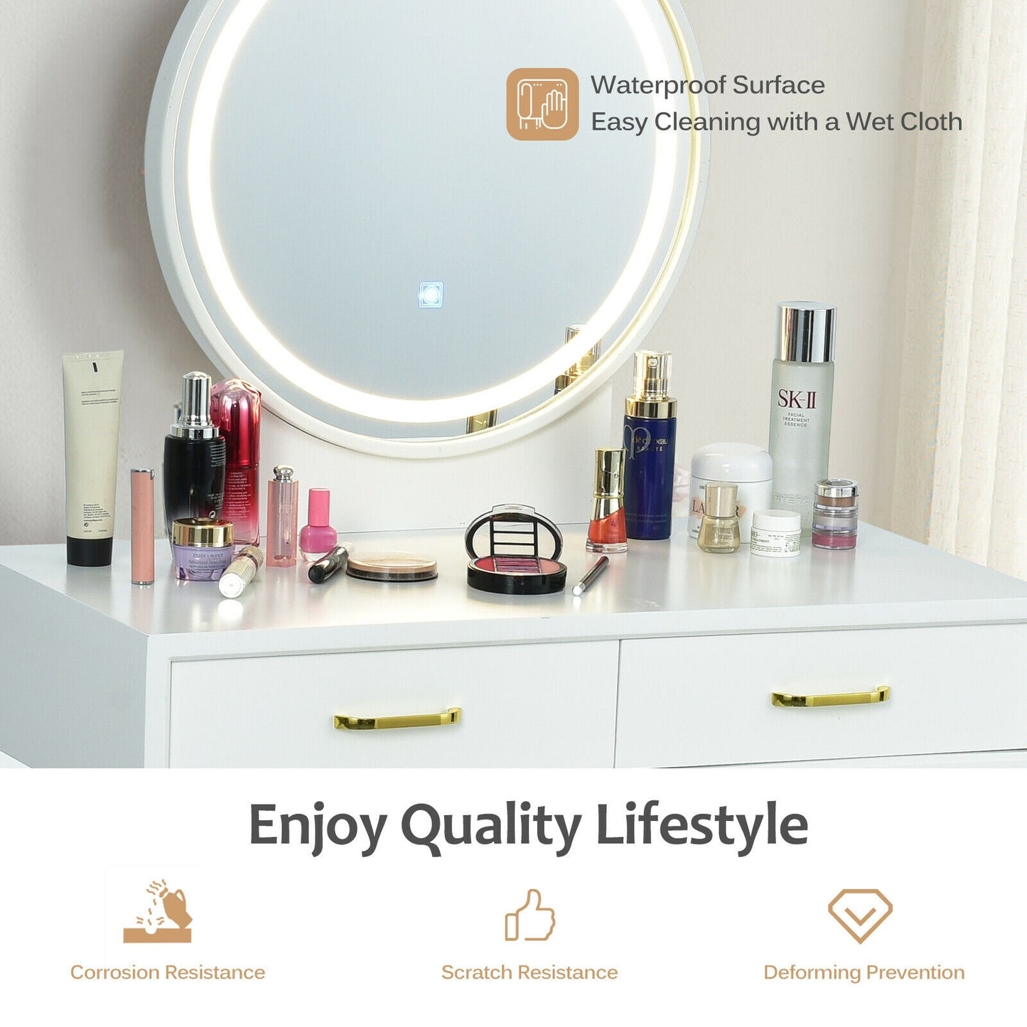 Vanity Dressing Table Set with 3 Lighting Modes Makeup Vanities at Gallery Canada