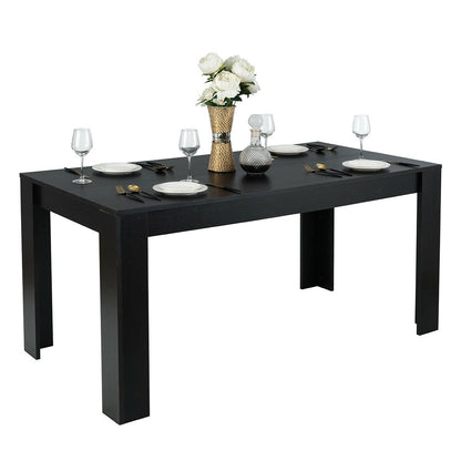 63 Inch Rectangular Modern Dining Kitchen Table for 6 People, Black