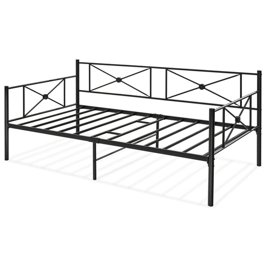Metal Daybed Frame Twin Size with Slats, Black